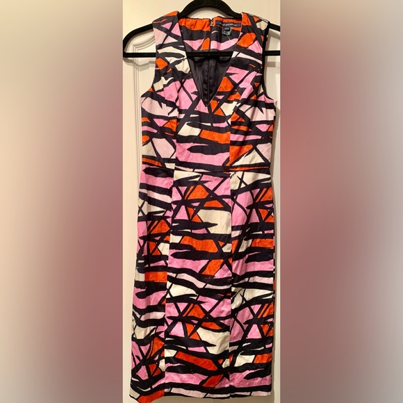 French Connection Shadow Dance V-neck Sleeveless Geometric Sz 6 ColourBlock - Picture 6 of 11